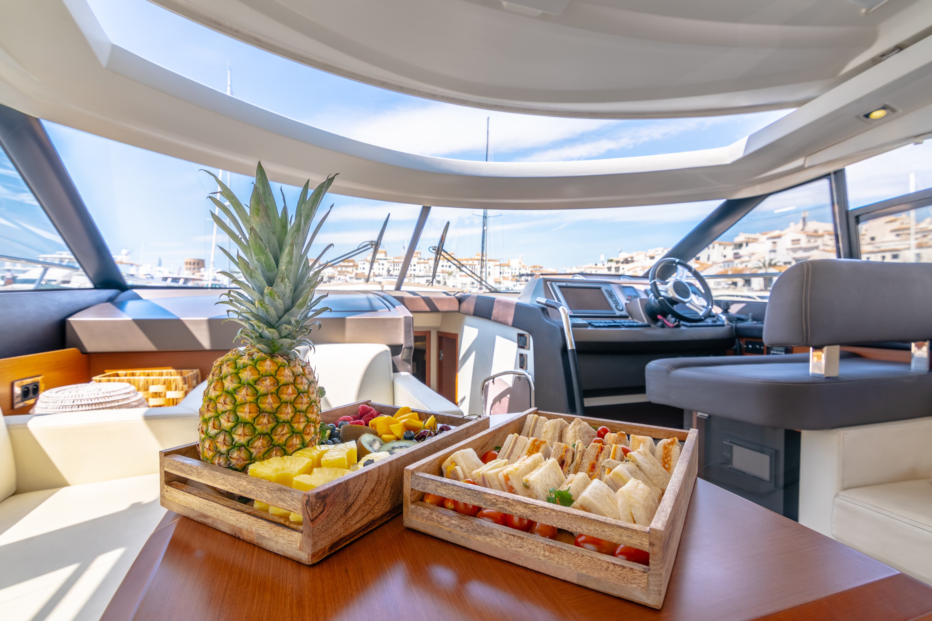 Prestige 50 "La Brisa" interior — luxury yacht Marbella