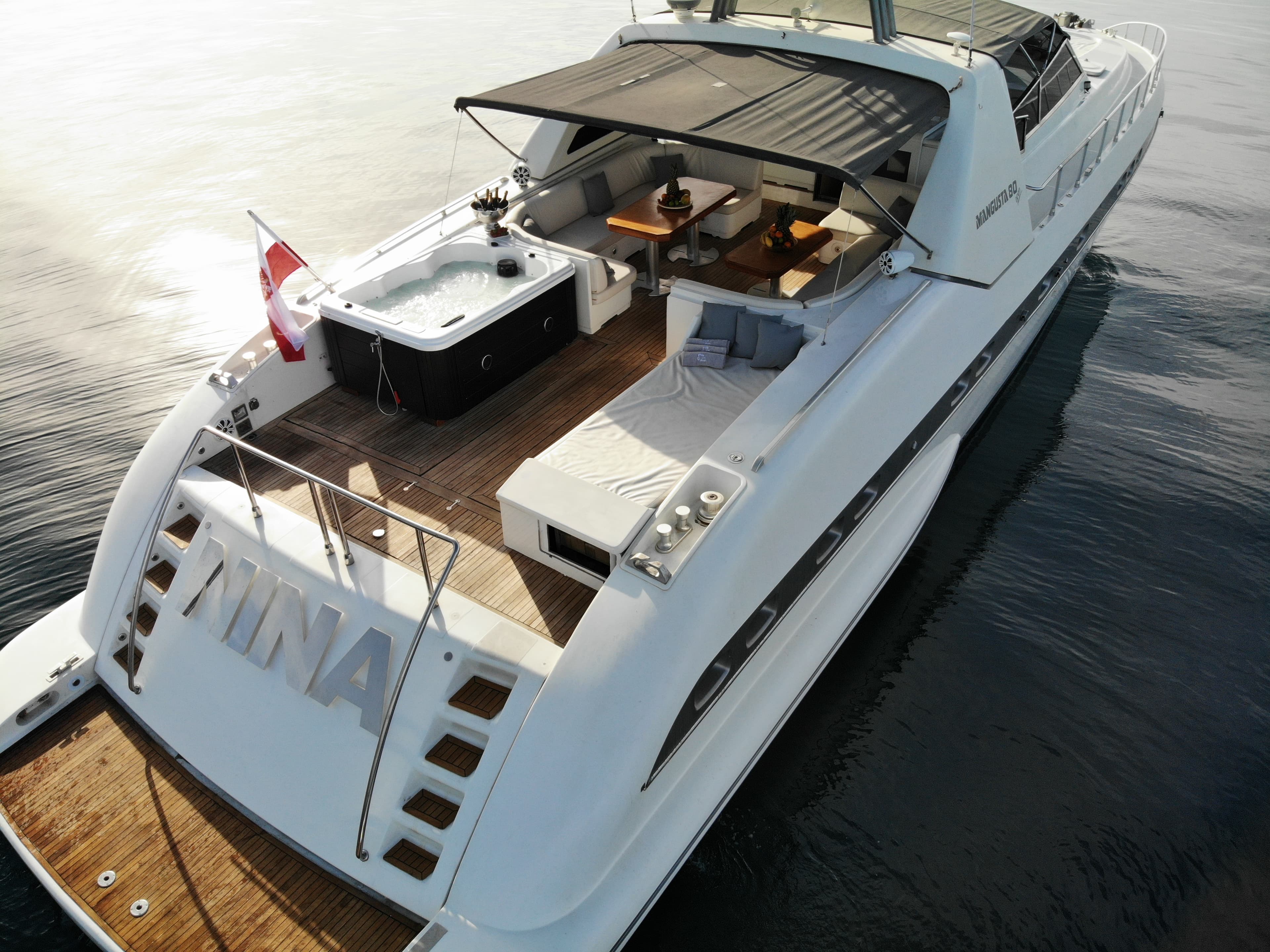 Mangusta 80 "Nina" exterior — yacht charter Marbella