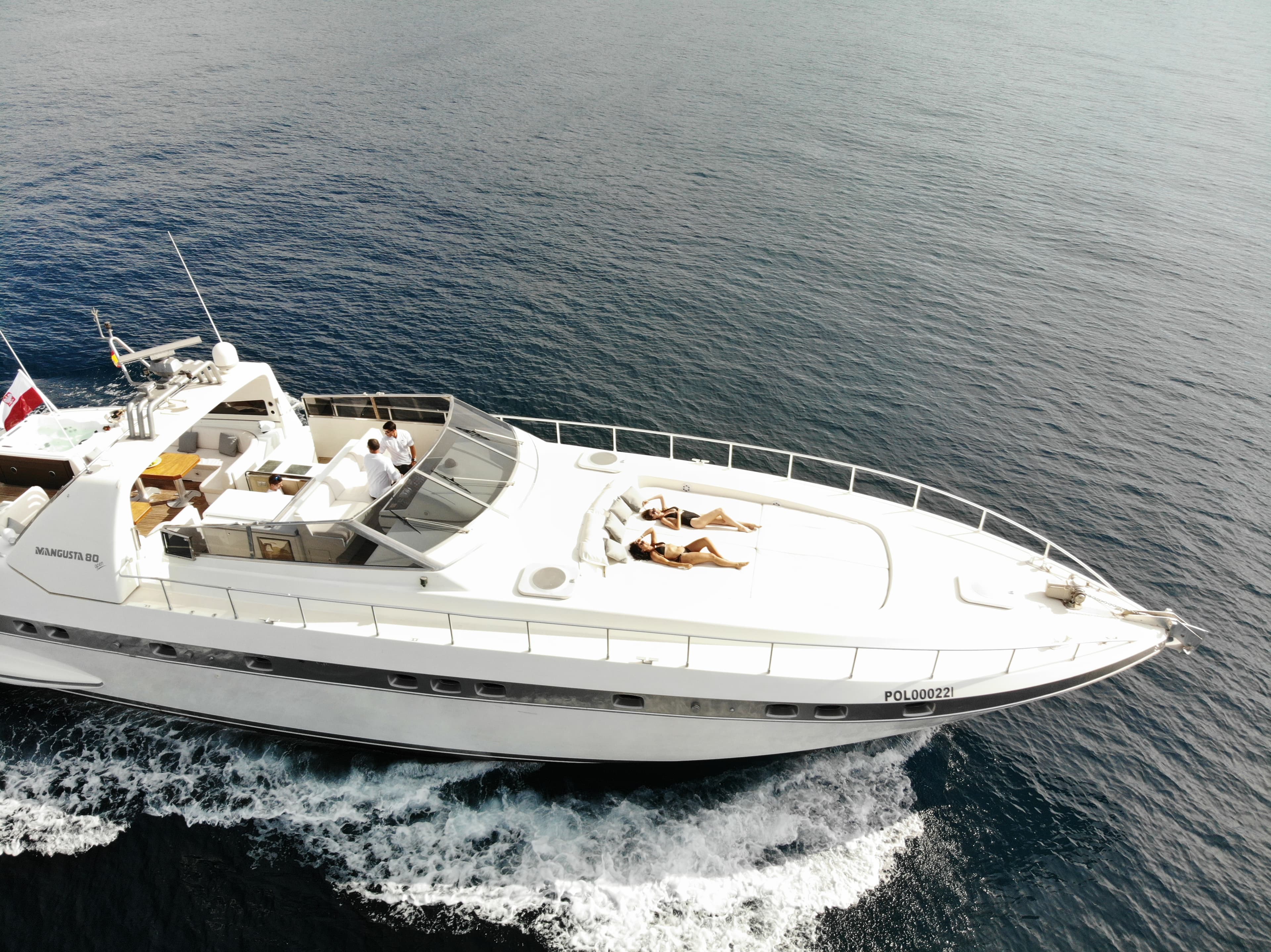 Mangusta 80 "Nina" exterior — yacht charter Marbella