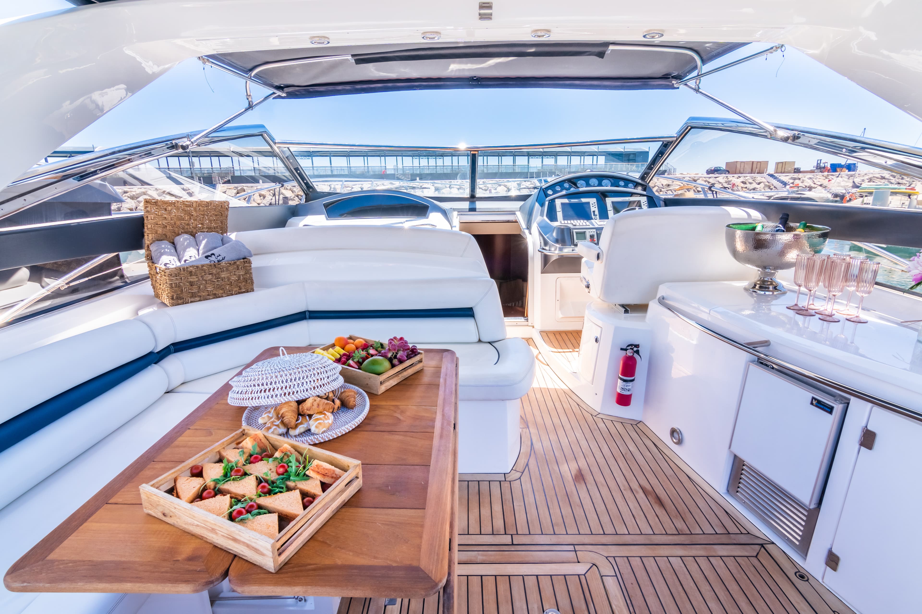 Sunseeker Predator 55 "Vibe" interior — luxury yacht Marbella