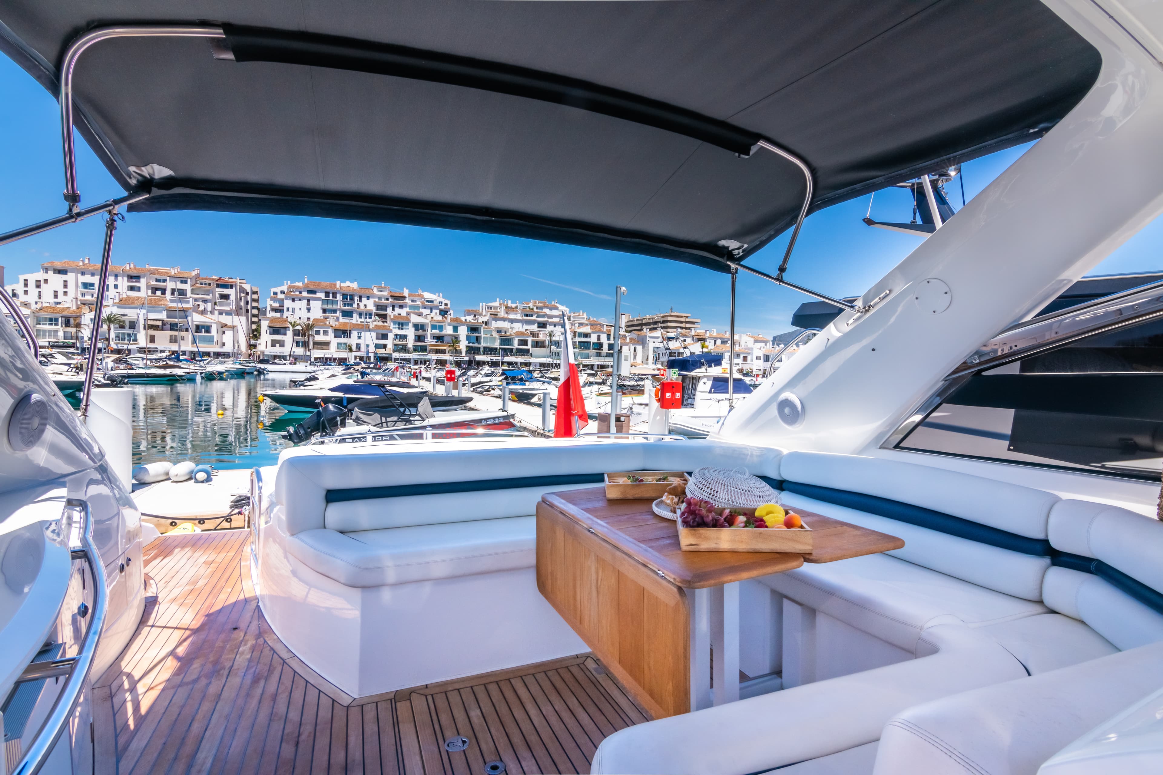 Sunseeker Predator 55 "Vibe" interior — luxury yacht Marbella