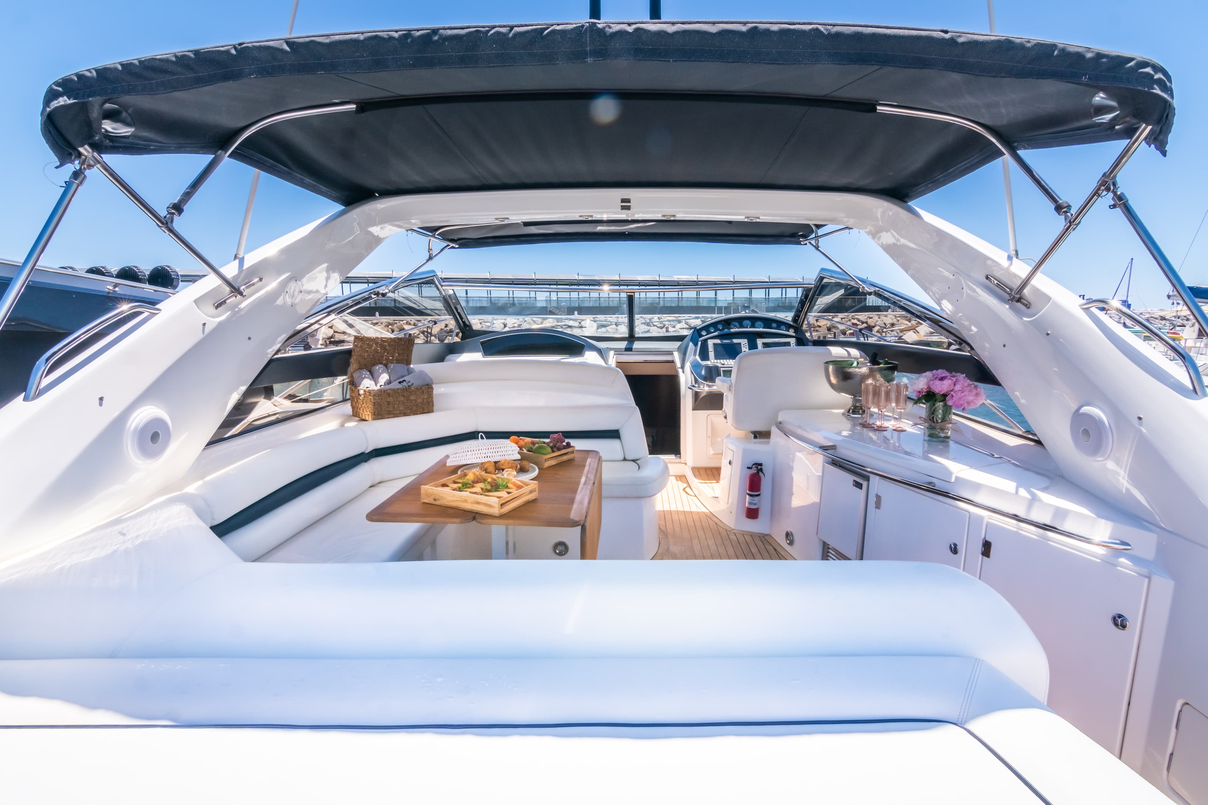 Sunseeker Predator 55 "Vibe" interior — luxury yacht Marbella
