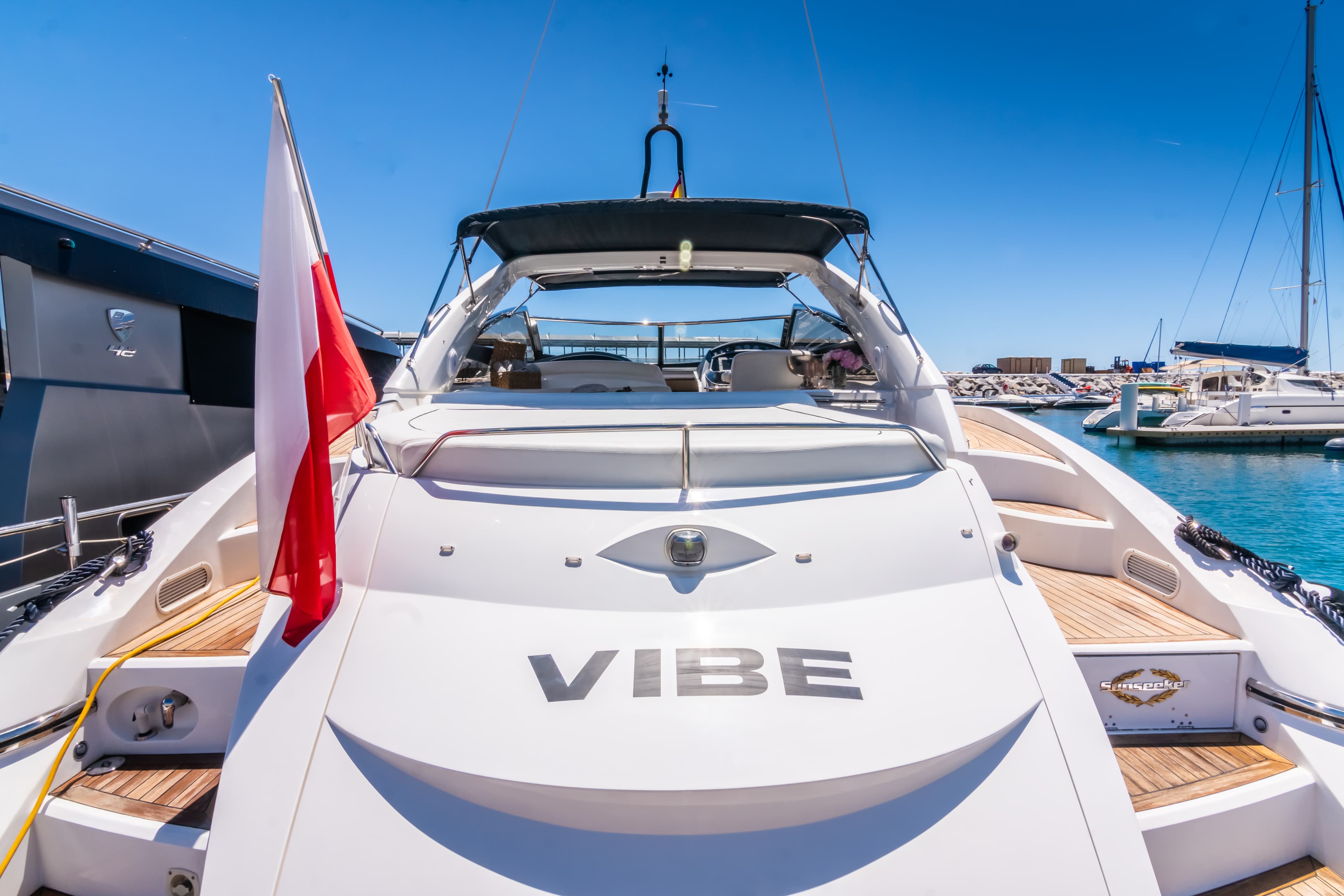 Sunseeker Predator 55 "Vibe" interior — luxury yacht Marbella